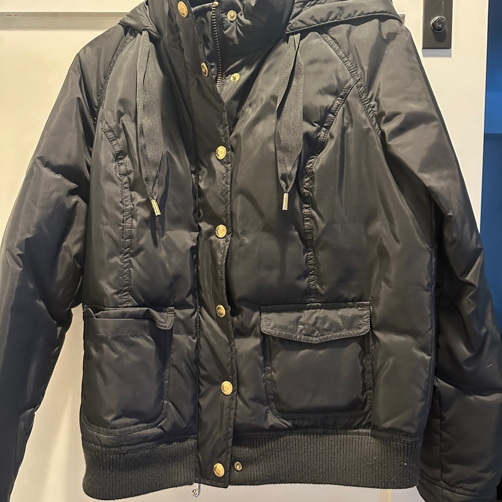 Juicy Couture Black Puffer Jacket with Gold Accents